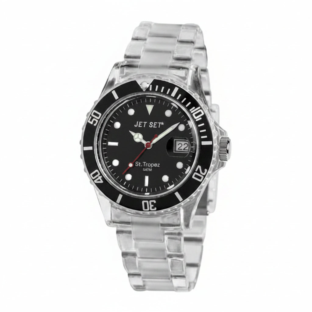 Jet Set St. Tropez Herrenuhr – Diver transparent, Datum