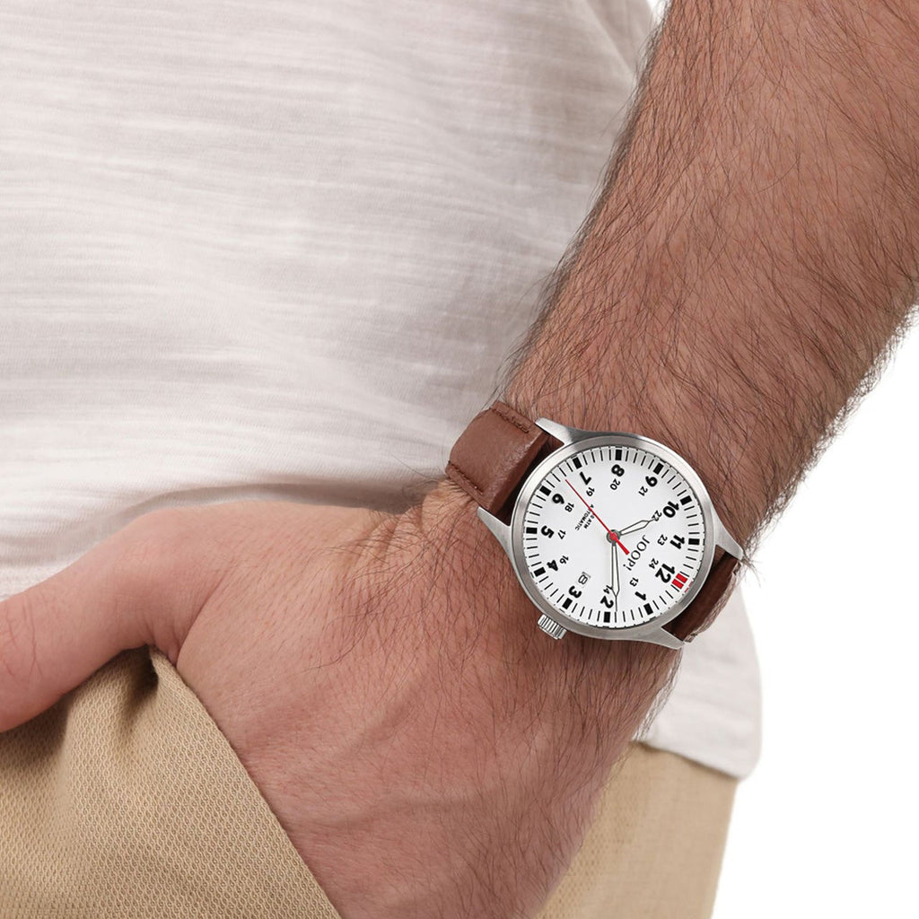 JOOP! Automatikuhr 2039579 – Herren, dunkles Kalbsleder