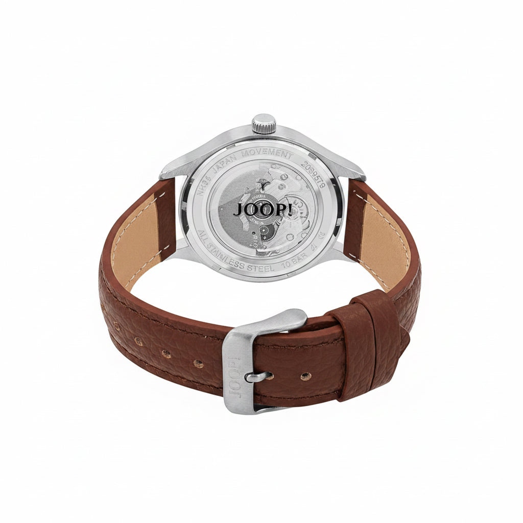 JOOP! Automatikuhr 2039579 – Herren, dunkles Kalbsleder