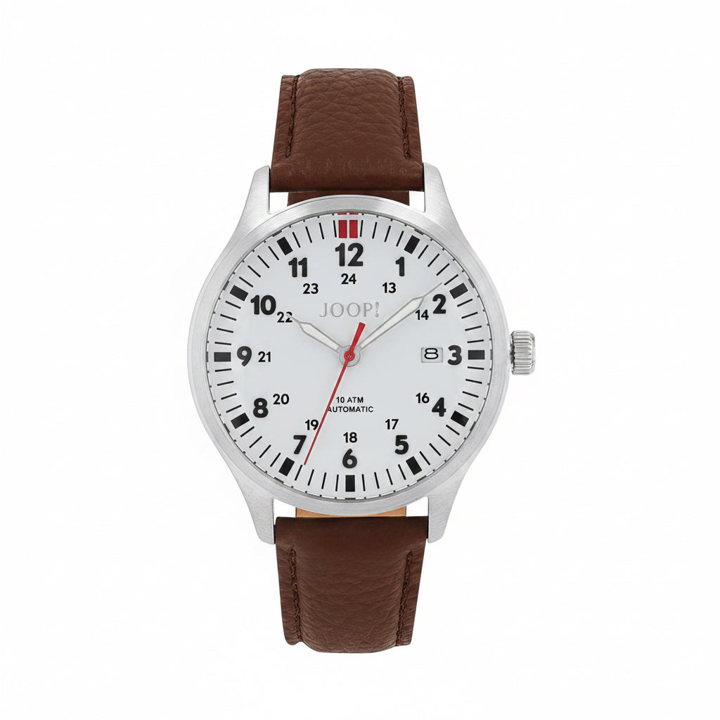 JOOP! Automatikuhr 2039579 – Herren, dunkles Kalbsleder