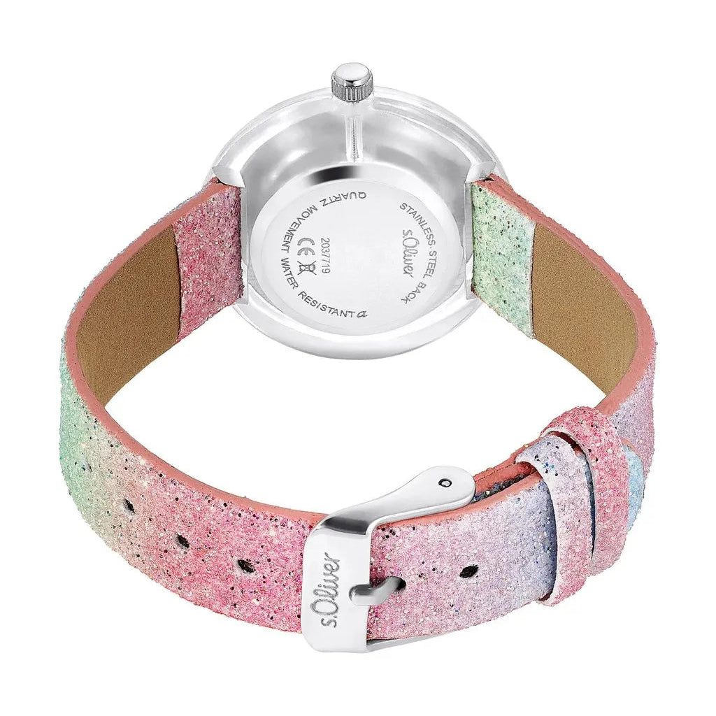 s.Oliver Kinderuhr 2037719 – rosa mit Sternen-Print