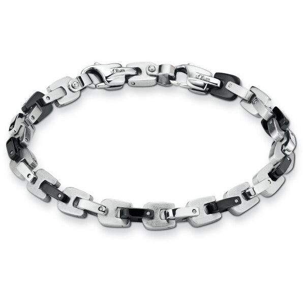 s.Oliver Herrenarmband bicolor – silber/schwarz