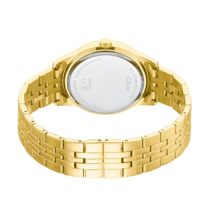 s.Oliver Damenuhr 2035433 – gold mit Zirkonia-Lünette