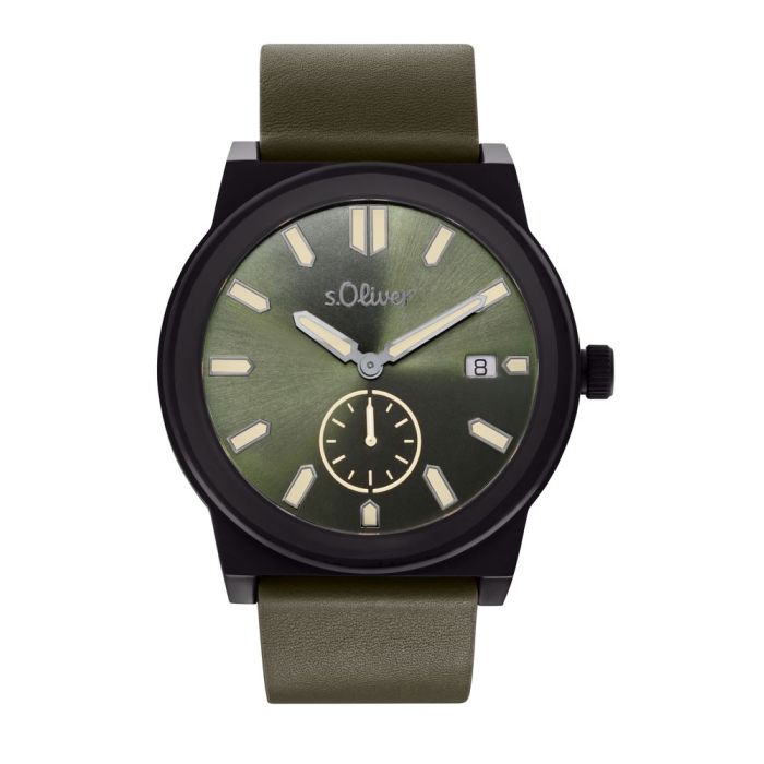 s.Oliver Herrenuhr 2035442 – olivgrün, strukturiert