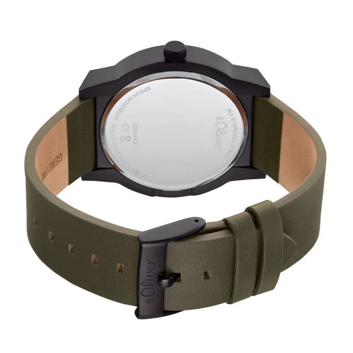 s.Oliver Herrenuhr 2035442 – olivgrün, strukturiert