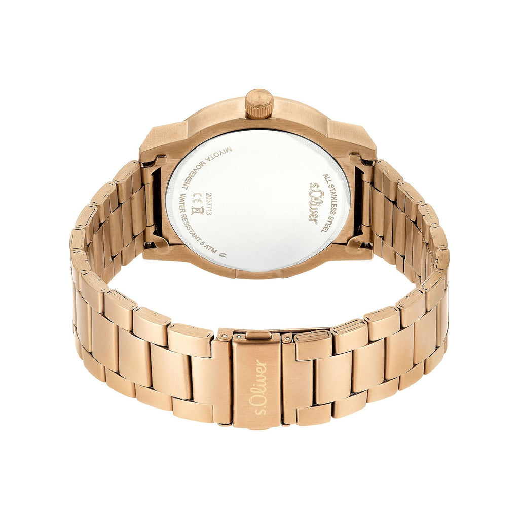 s.Oliver Herrenuhr 2037713 – gold mit grünem Zifferblatt