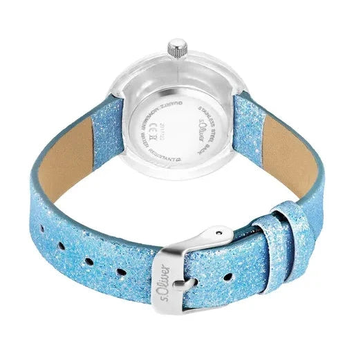 s.Oliver Kinderuhr 2037720 – blaues Glitzerband