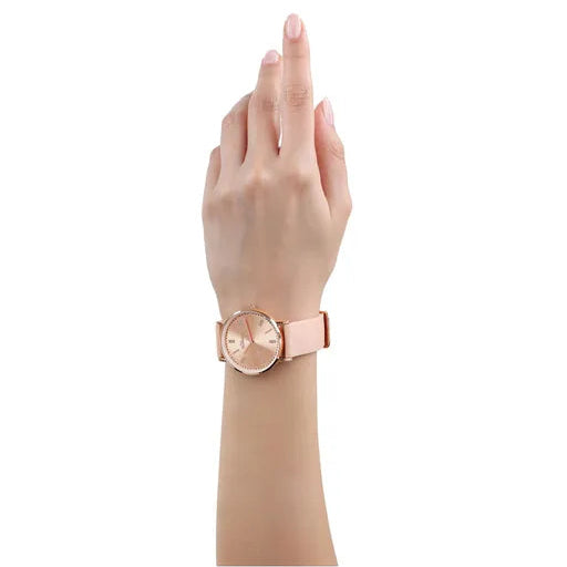 s.Oliver Damenuhr 2038367 – roségold, Silikon apricot