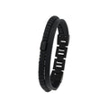 JOOP! Herren-Armband schwarz – Leder und Metallglieder