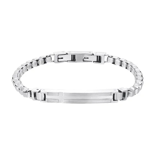 s.Oliver Herren-ID-Armband silber – mit Kreuz-Detail