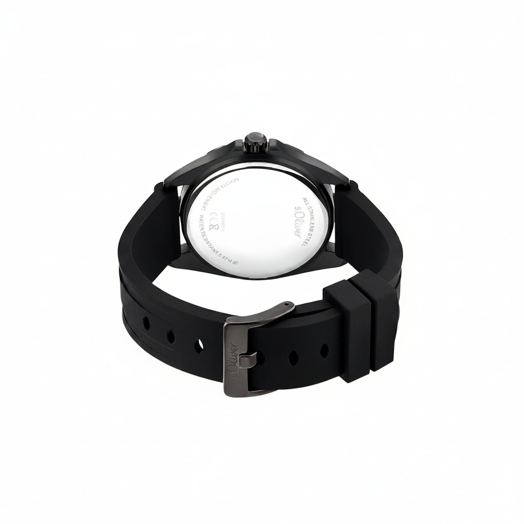 s.Oliver Herrenuhr 2034601 – mattschwarz, Silikonband