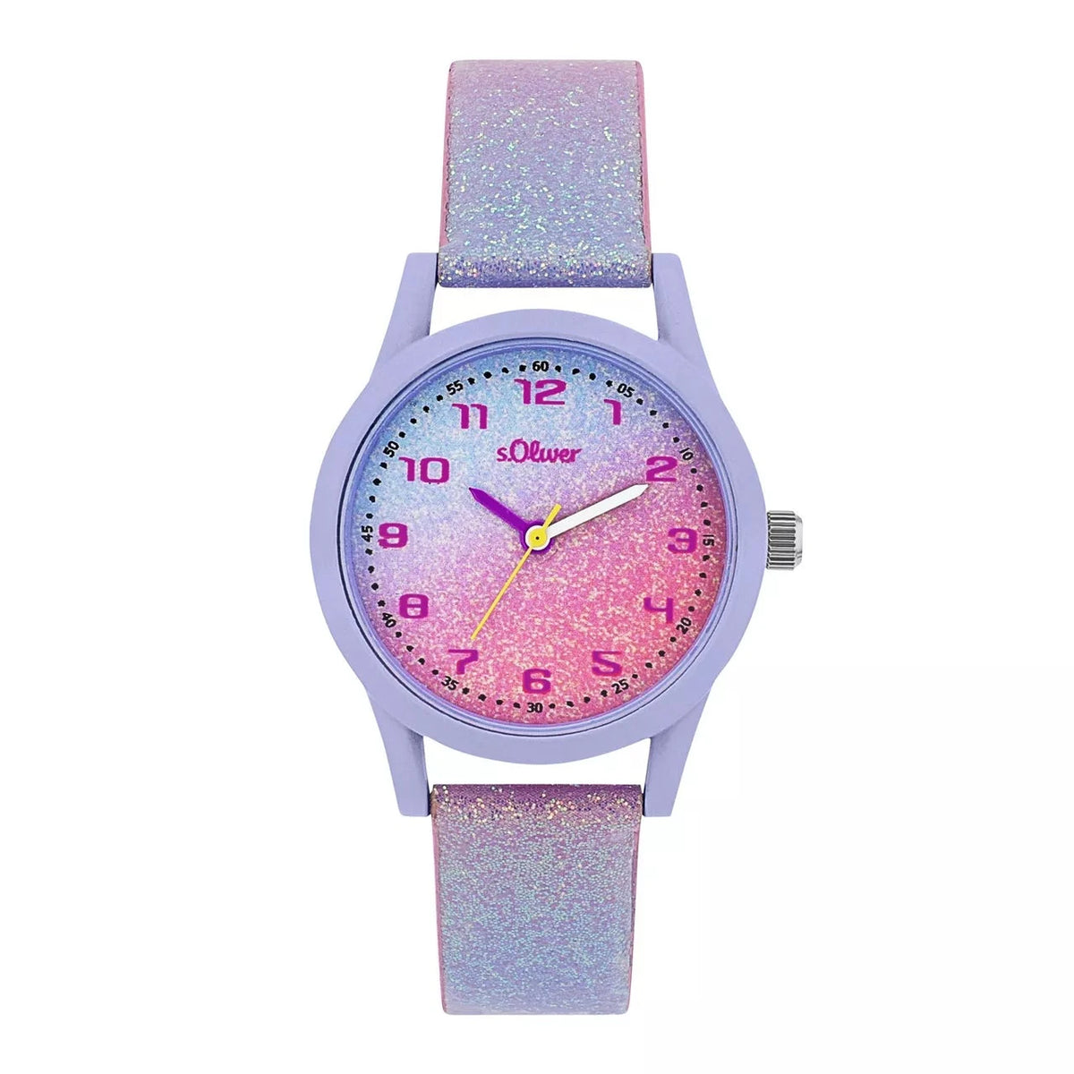 s.Oliver Kinderuhr lila – pinkes Glitzerband