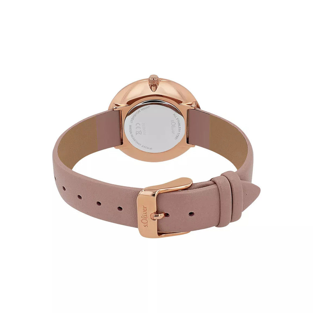 s.Oliver Damenuhr 2039508 – roségold, altrosa Leder