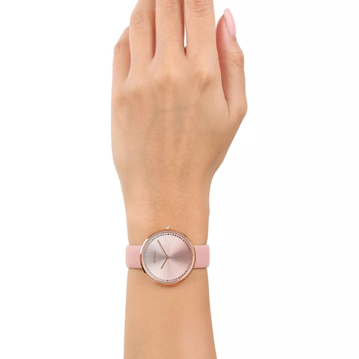 s.Oliver Damenuhr 2039508 – roségold, altrosa Leder