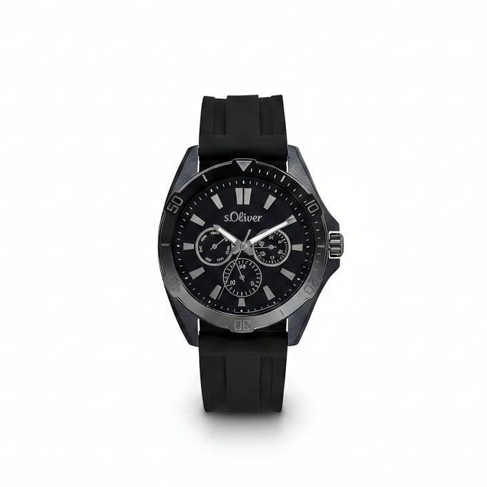s.Oliver Herrenuhr 2034601 – mattschwarz, Silikonband