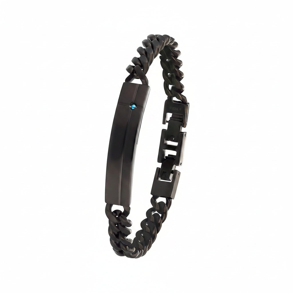 s.Oliver ID-Armband schwarz – mit blauem Zirkonia