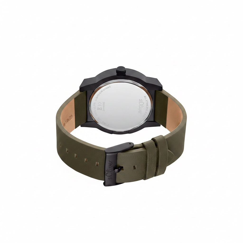 s.Oliver Herrenuhr 2035442 – oliv mit kleiner Sekunde