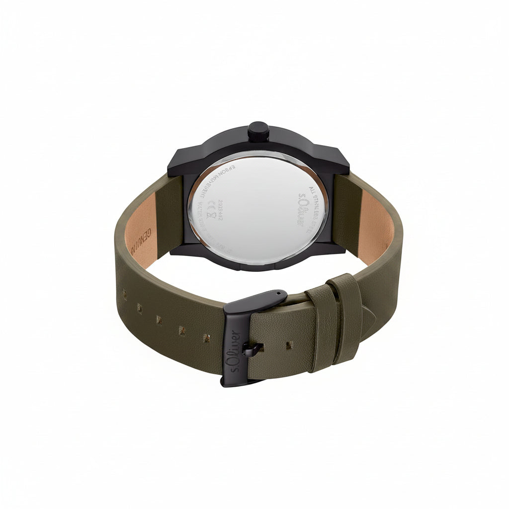 s.Oliver Herrenuhr 2035442 – olivgrünes Ombré-Zifferblatt