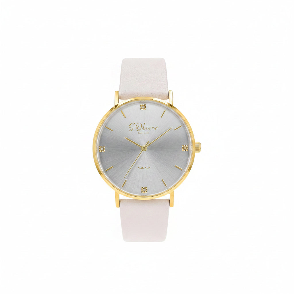 s.Oliver Damenuhr 2040105 – gold mit hellem Leder