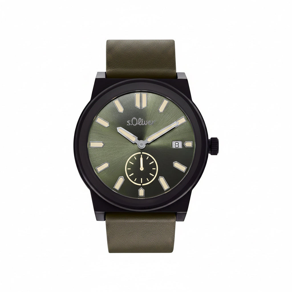 s.Oliver Herrenuhr 2035442 – oliv mit kleiner Sekunde