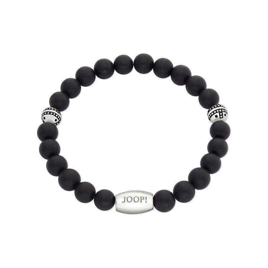JOOP! Herren-Perlenarmband mattschwarz – Edelstahl-Element
