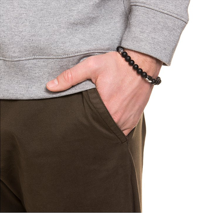 JOOP! Herren-Perlenarmband mattschwarz – Edelstahl-Element