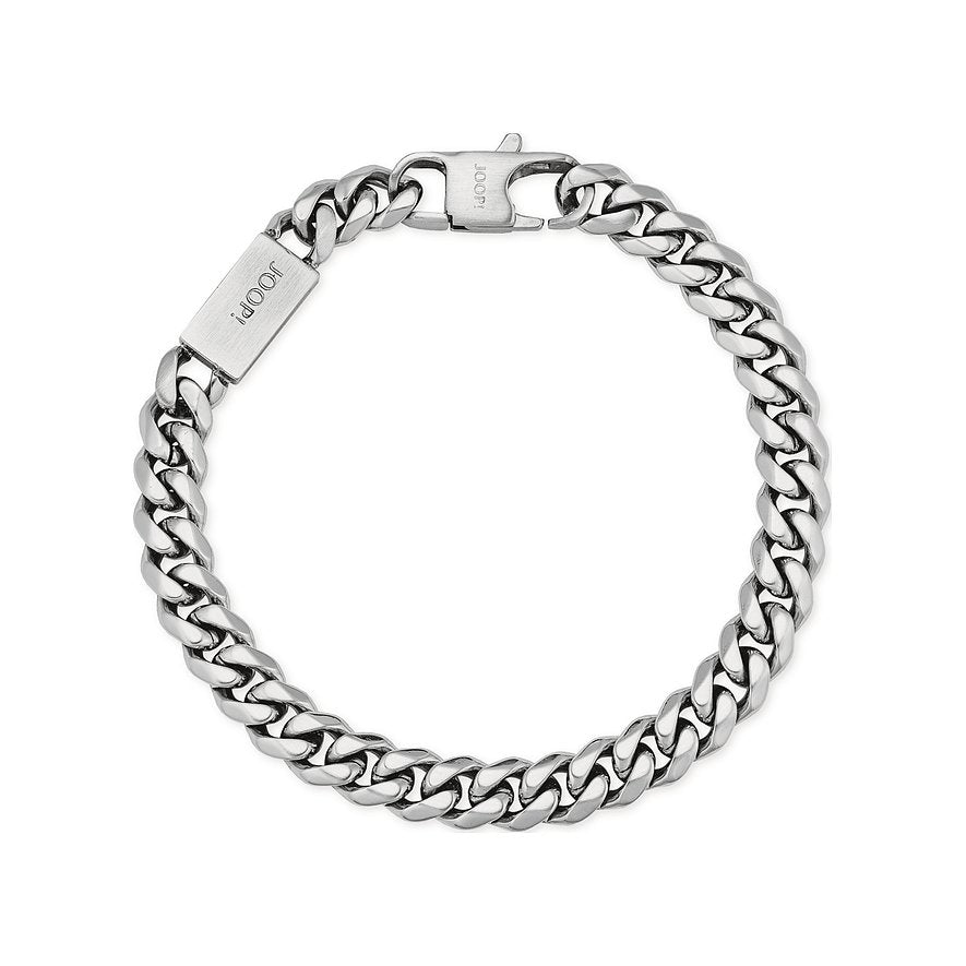JOOP! Herren-Armband silber – schwere Panzerkette mit Platte