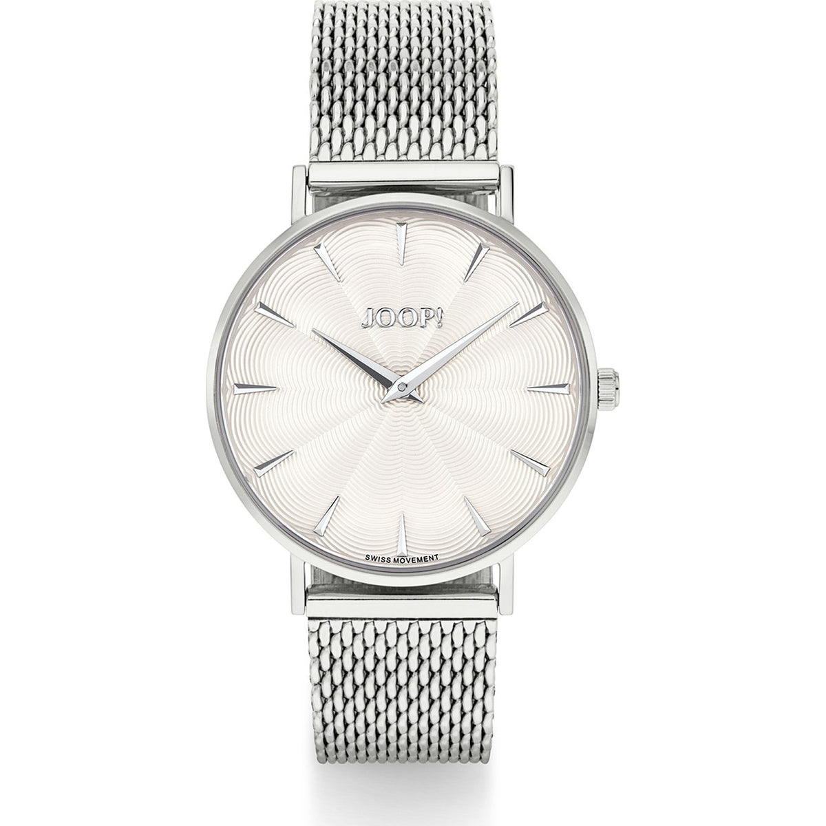 JOOP! Damenuhr 2022840 – Faecher-Guilloche-Zifferblatt, Milanaise-Armband