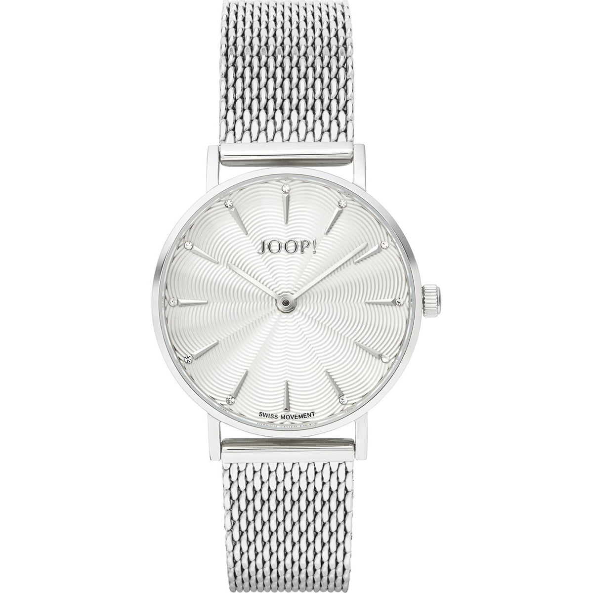 JOOP! Damenuhr 2027509 – Edelstahl mit Milanaise-Armband, Frontansicht