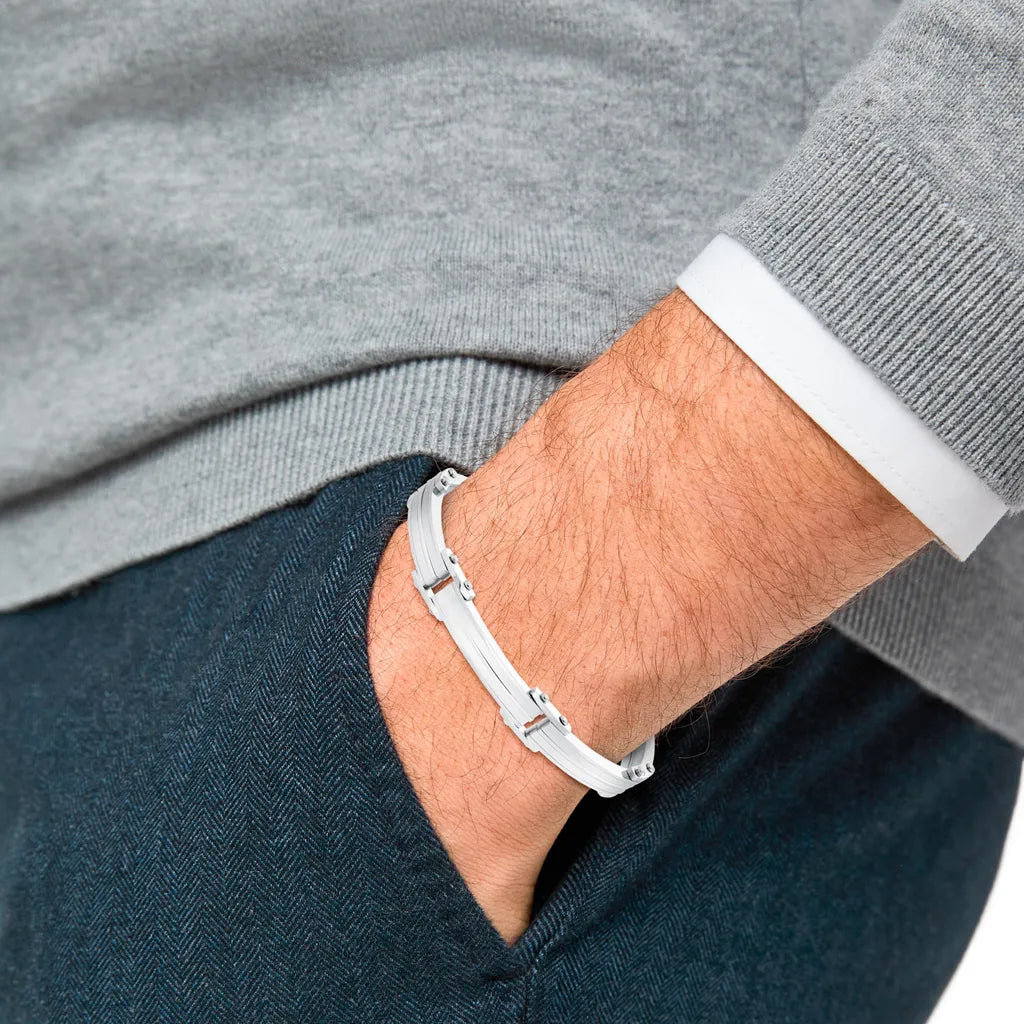 s.Oliver Herren-Armband 2035530 – Segmente mit Nieten