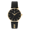 JOOP! Uhr 2028263 – schwarzes Zifferblatt, goldenes Gehaeuse, schwarzes Lederband