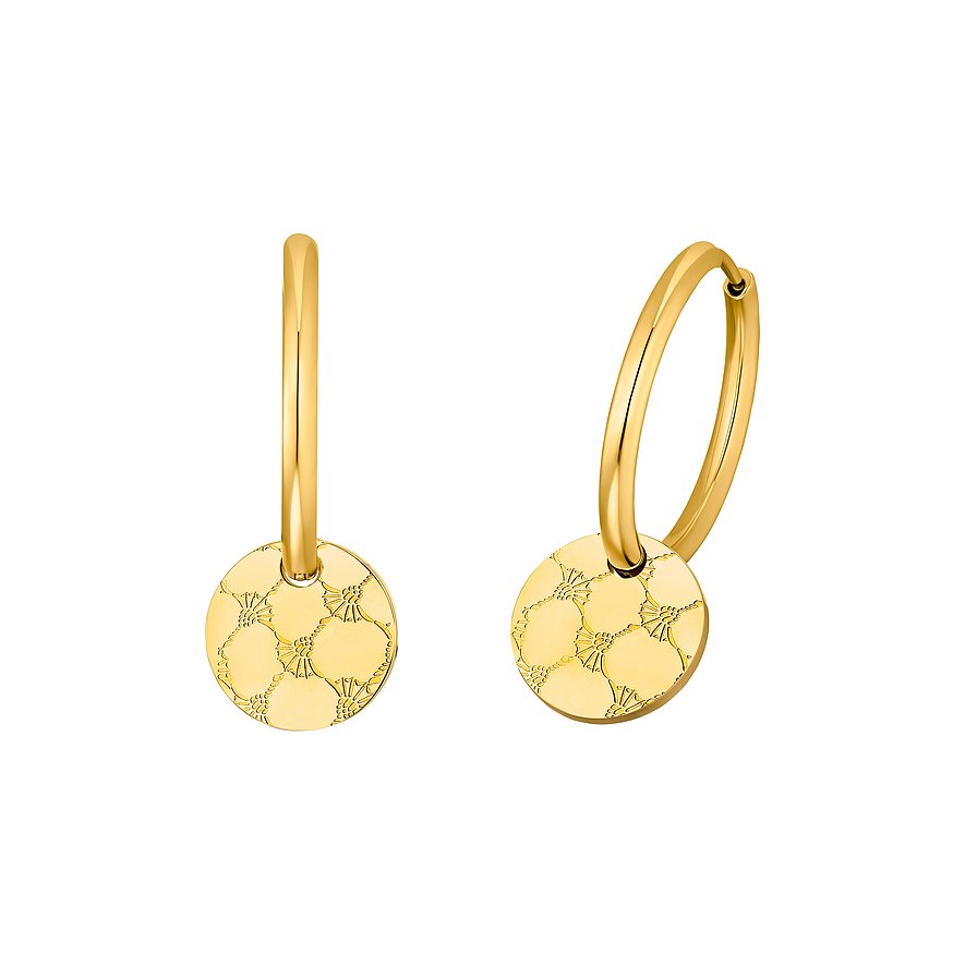 JOOP! Creolen gold dünn – mit Kornblumen-Anhänger