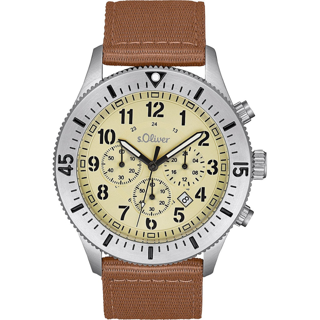 s.Oliver Chronograph 2033500 – Textilarmband braun