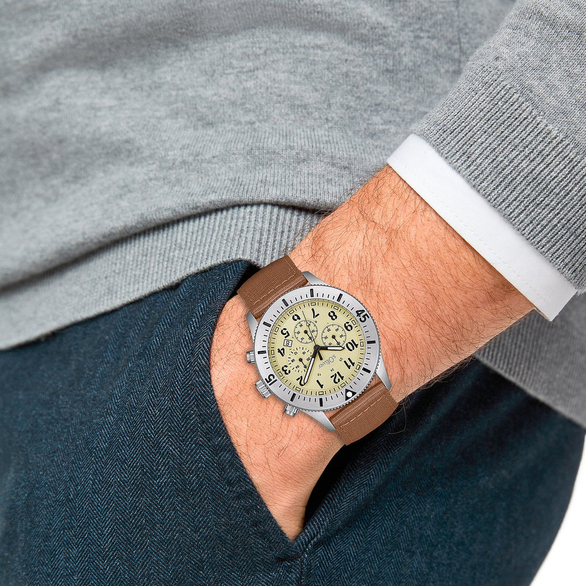 s.Oliver Chronograph 2033500 – Textilarmband braun