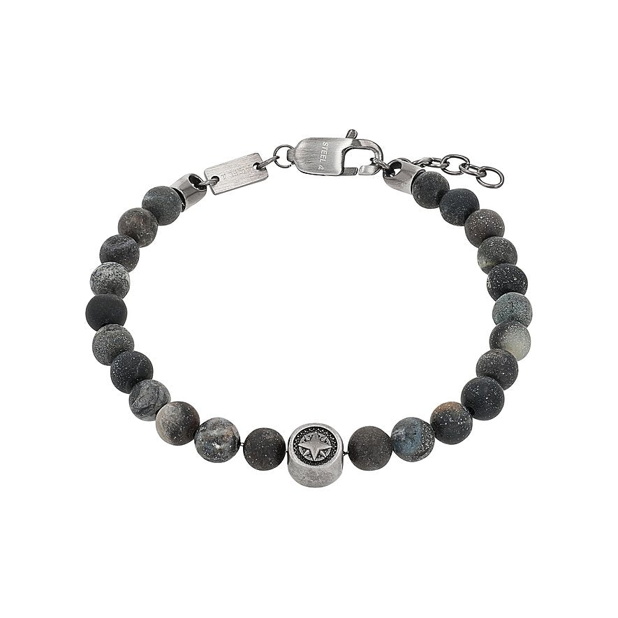 s.Oliver Perlenarmband Naturstein – grau/blau mit Stern