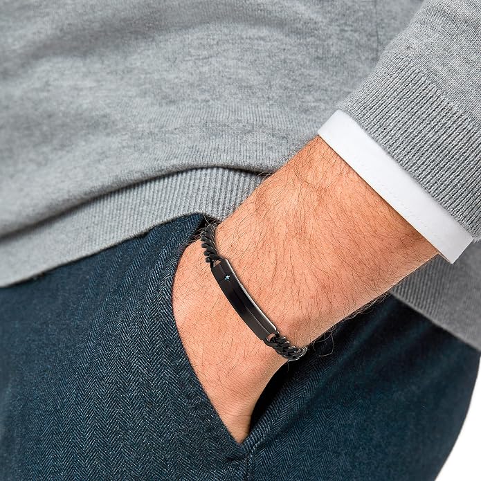 s.Oliver ID-Armband schwarz – mit blauem Zirkonia