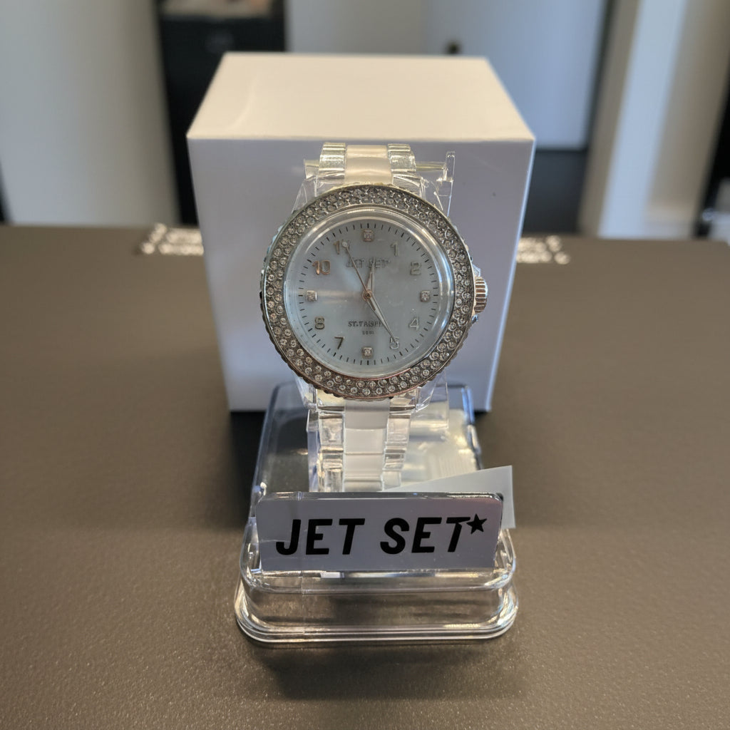 Jet Set St. Tropez Damenuhr – transparent, Perlmutt-Zifferblatt