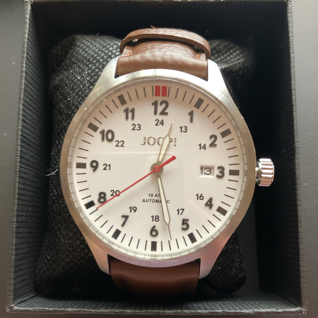 JOOP! Automatikuhr 2039579 – Herren, dunkles Kalbsleder