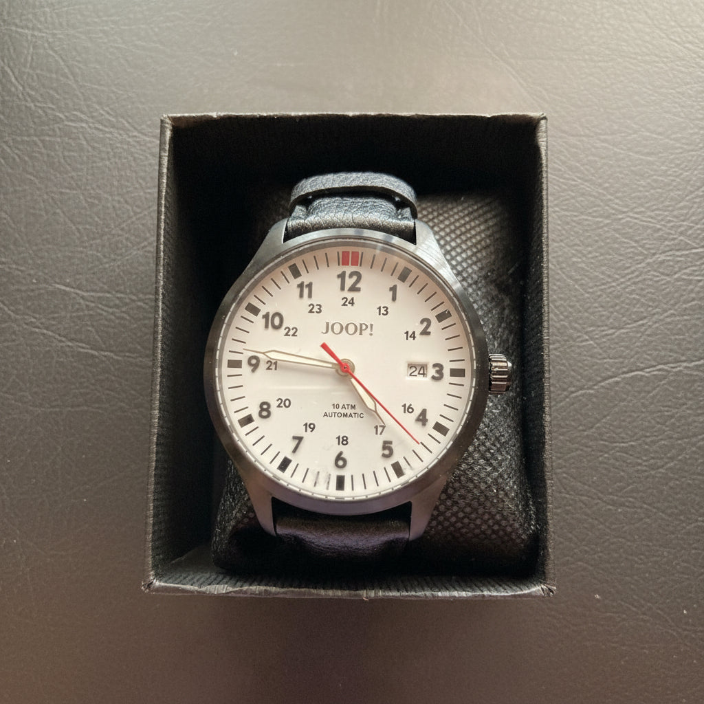 JOOP! Automatikuhr 2039579 – Herren, helles Lederband