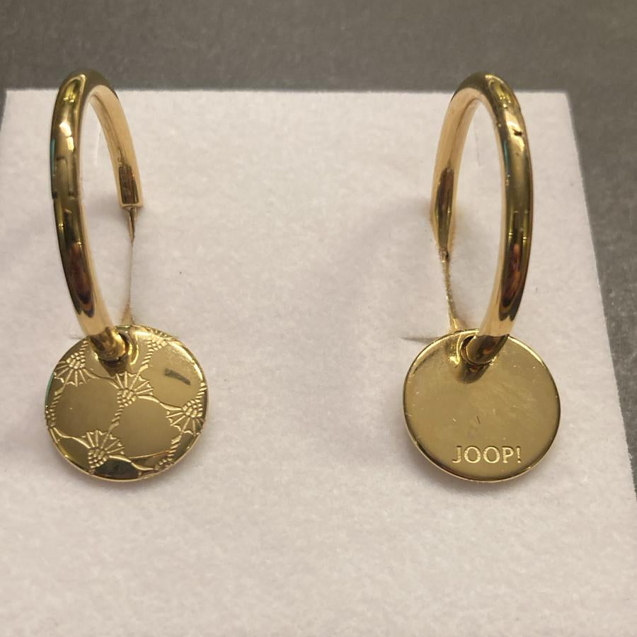JOOP! Creolen gold dünn – mit Kornblumen-Anhänger