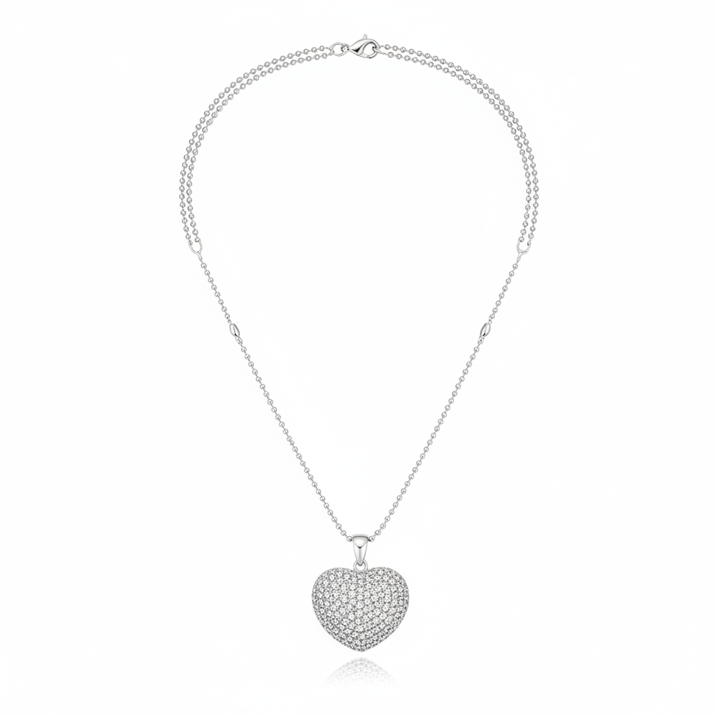 Noelani Herzkette silber – flaches Zirkonia-Herz