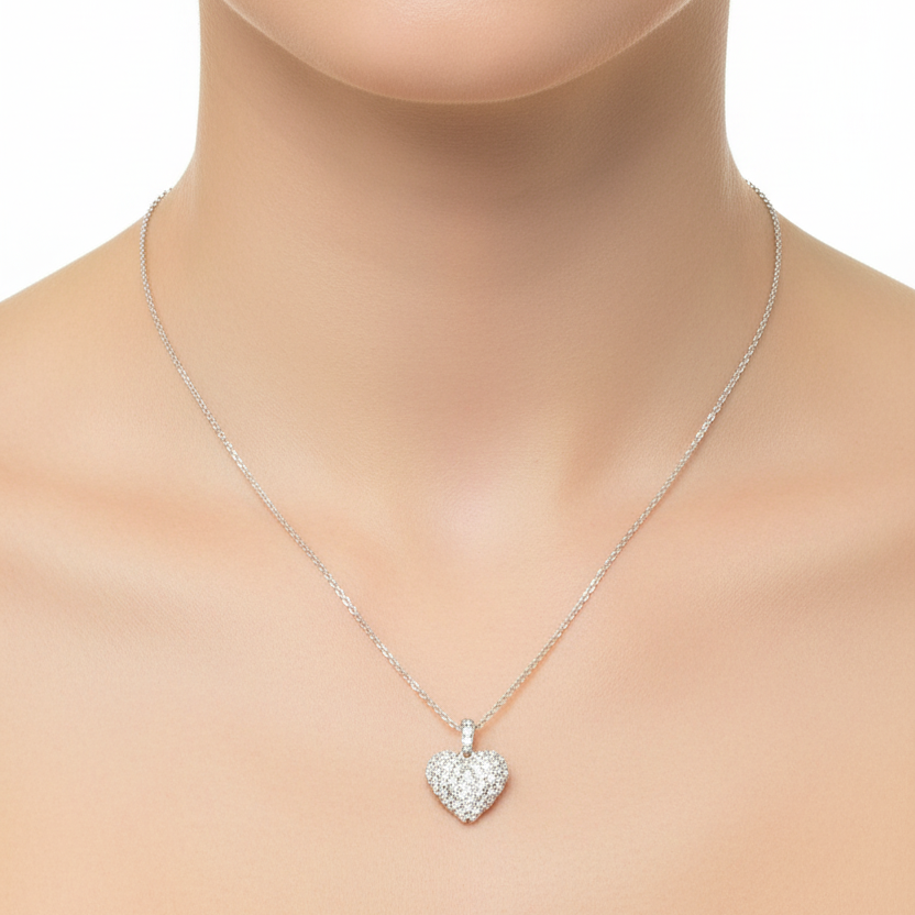 Noelani Silberkette – Herz im Zirkonia-Pavé, im Etui