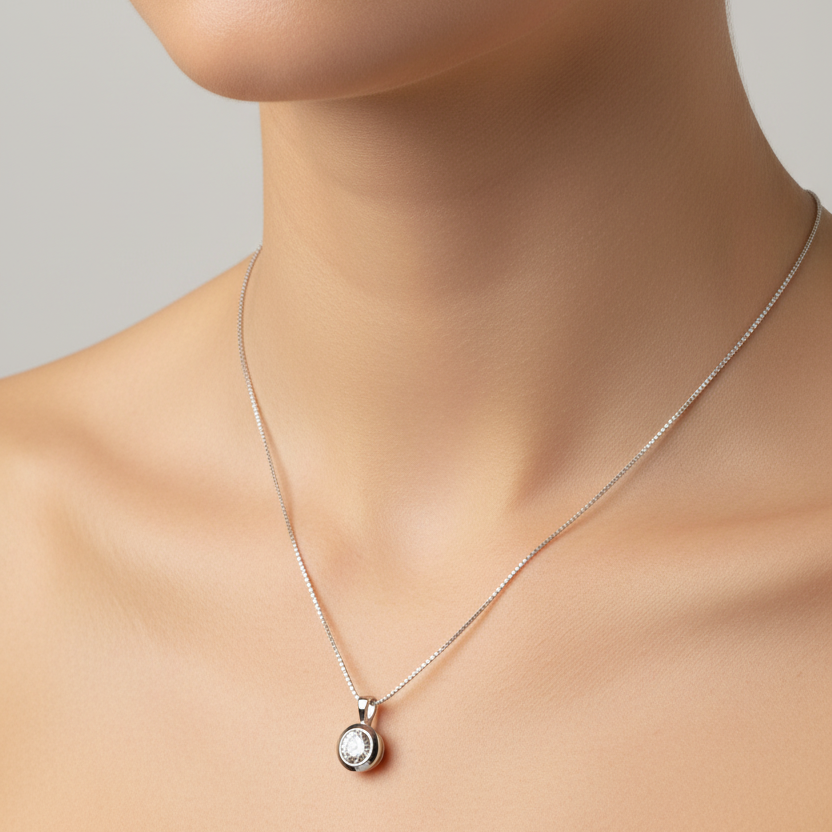 Noelani Solitär-Kette silber – Zirkonia an Ankerkette