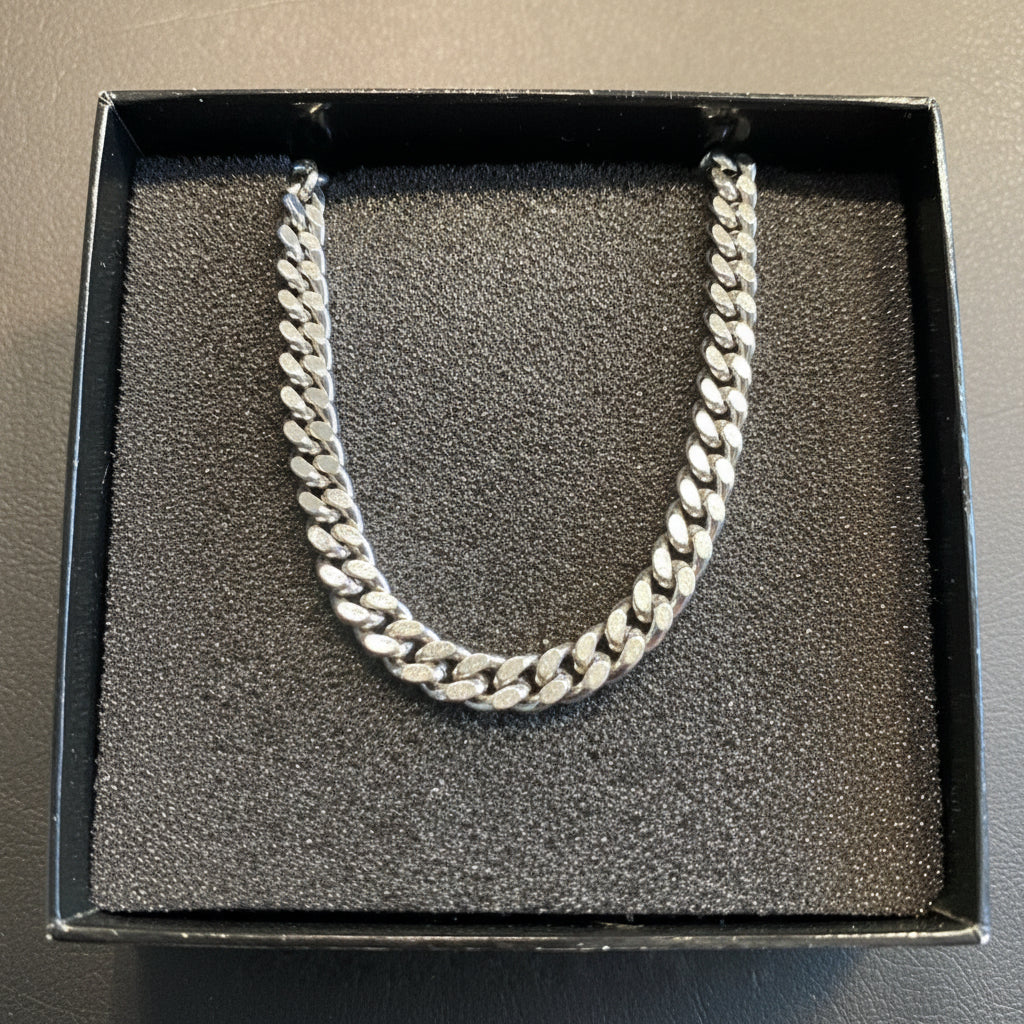Noelani Herren-Panzerkette silber – breite Glieder