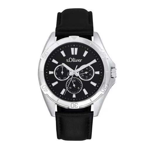 s.Oliver Herrenuhr 2034599 – Multifunktion, schwarz