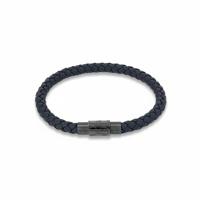 JOOP! Herren-Lederarmband graublau – Magnetverschluss