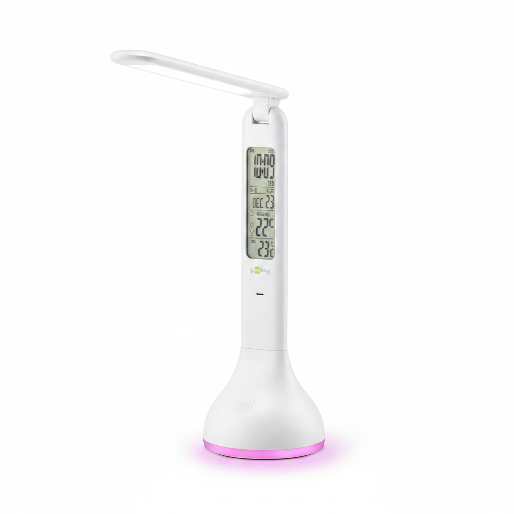 goobay LED-Schreibtischleuchte mit Mood Light und Kalender