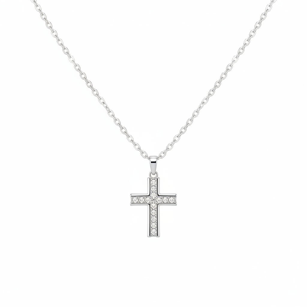 Noelani Halskette Silber – Kreuz-Anhänger mit Zirkonia