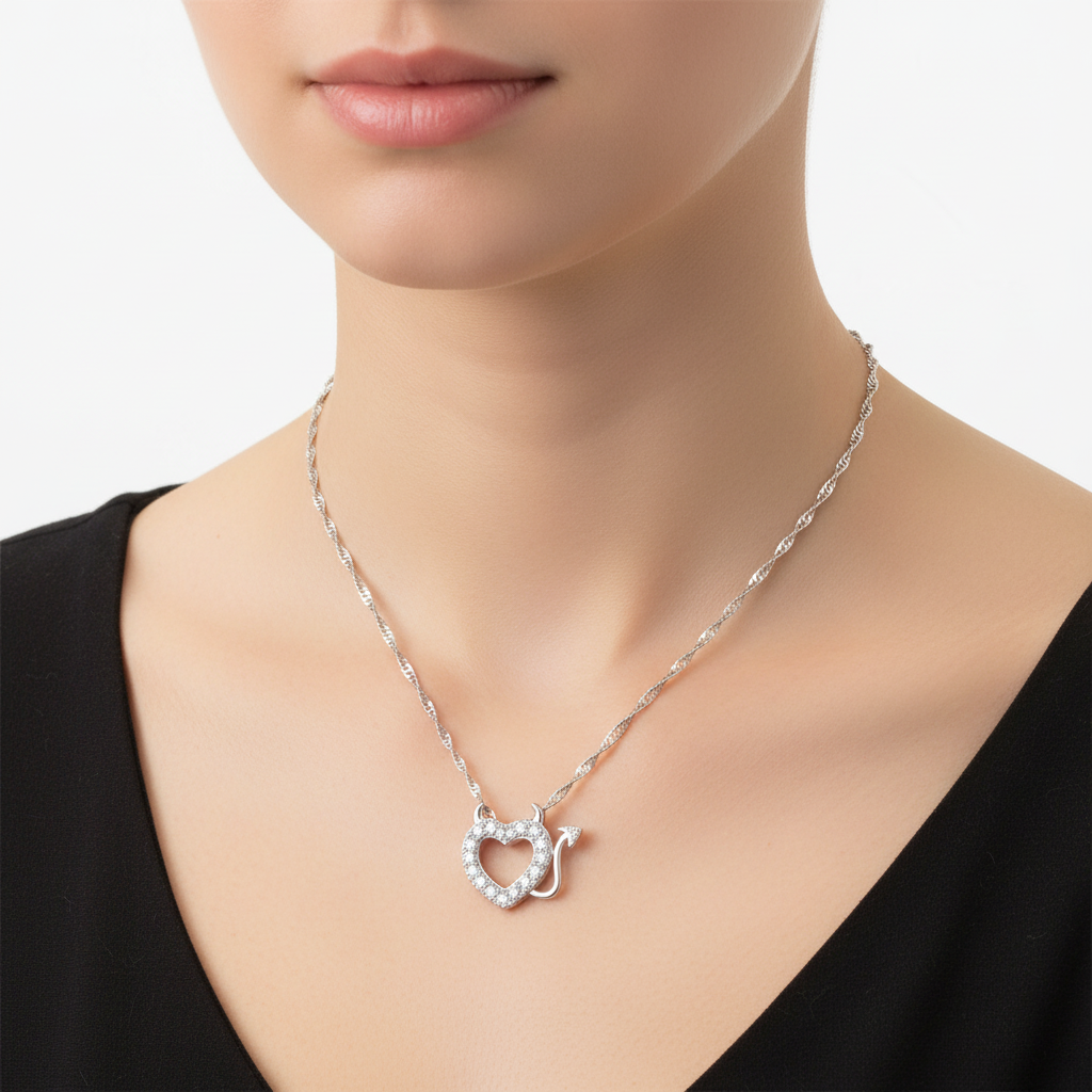 Noelani Halskette Silber – Herz-Anhänger an Zirkonia-Kette
