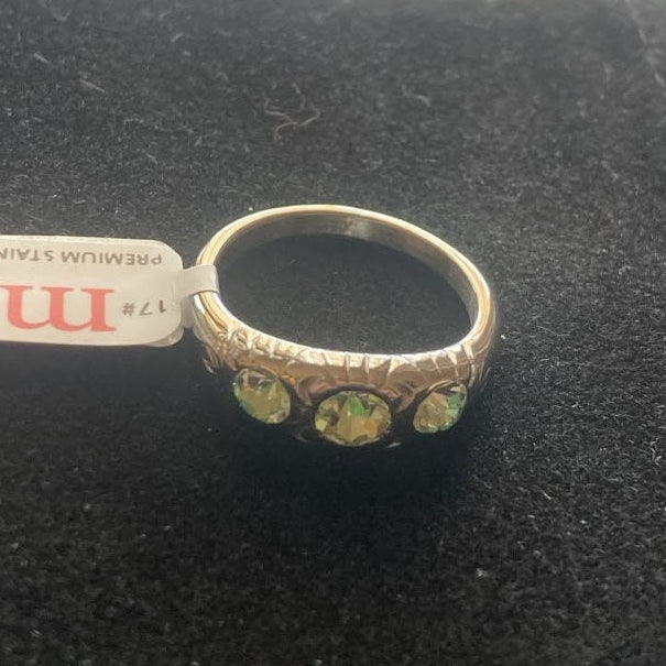 My Jewellery Ring Goldfarben mit grünen und gelben Steinen